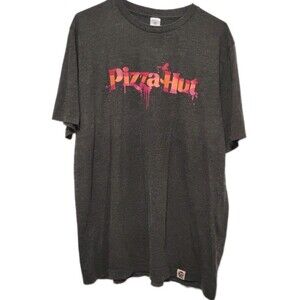 Pizza Hut Employee T Shirt Men’s Large Gray Work Uniform Graphic Logo Tee
